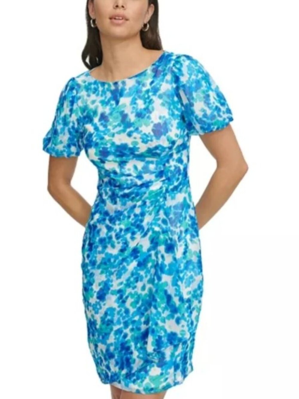 DKNY Abstract Floral print short sleeve cocktail dress